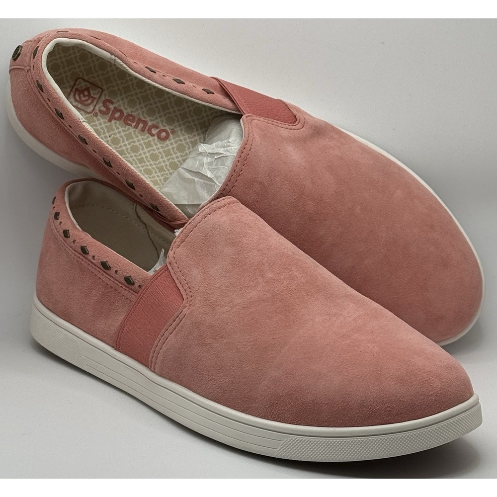 Spenco Pink Terracotta Suede‎ Comfort Slip On Shoes Women's 12D Wide Orthotic